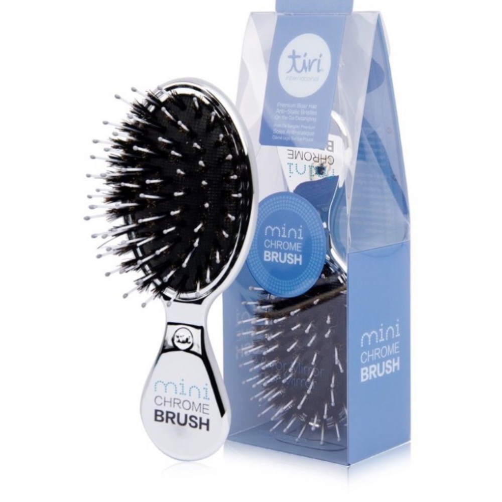 Tiri Mini Chrome Boar Bristle Hairbrush